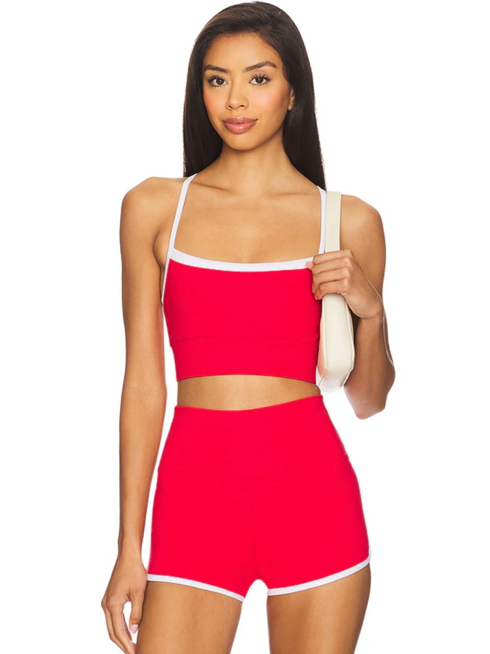 REVOLVE Red Bandeau Crop Top with White Trim